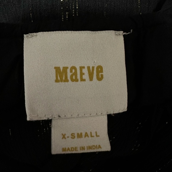 Maeve Anthropologie Abilene Maxi Dress gold and black crochet and tassels sz XS - Picture 4 of 7